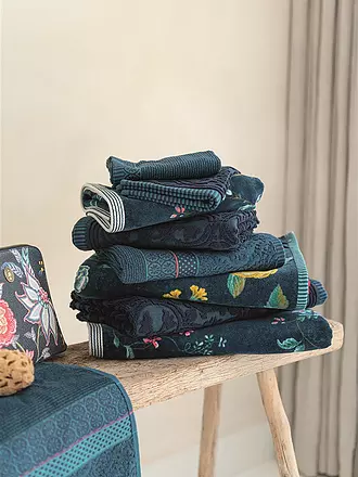 PIP STUDIO | Guante de baño LES FLEURS 16x22cm Blanco | dunkelblau